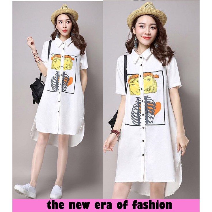 [tunik people white DR] kemeja wanita katun rayon putih