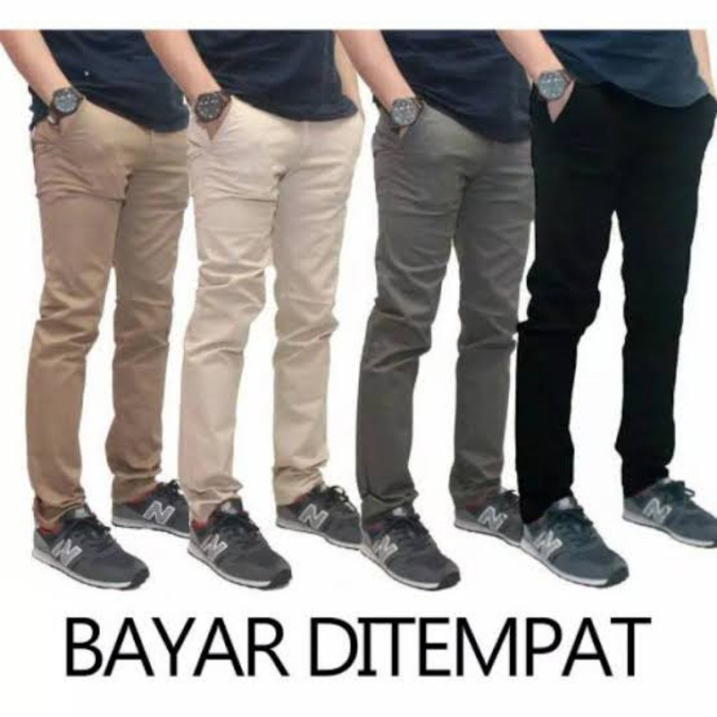 Celana Chino Chinos Pria Bahan Melar Size 27 - 38