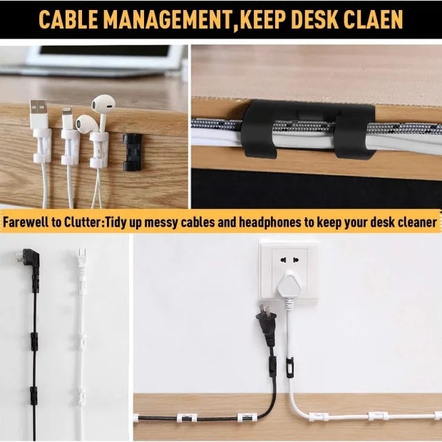 Serbagrosirmurah Klip Kabel Tempel Klem Clip Cable Organizer Pengikat Penjepit Kabel Klip Klem Kabel Tempel 1 Pack Isi 20 Pcs Klip Perapih Kabel Tanpa Paku Organizer Pengikat Penjepit Kabel Tempel