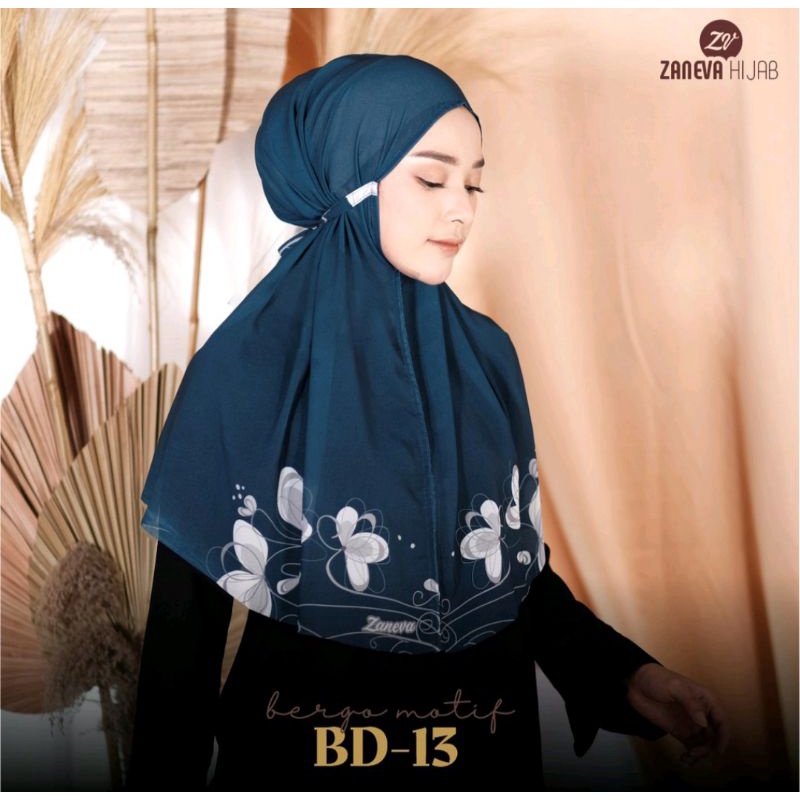 BERGO HIJAB INSTANT / MOTIF PRINTING PREMIUM By ZANEVA HIJAB
