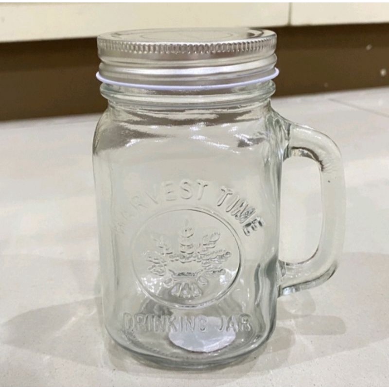 HARVEST TIME DRINKING JAR + TUTUP STAINLES / GELAS TOPLES MUG 495ml