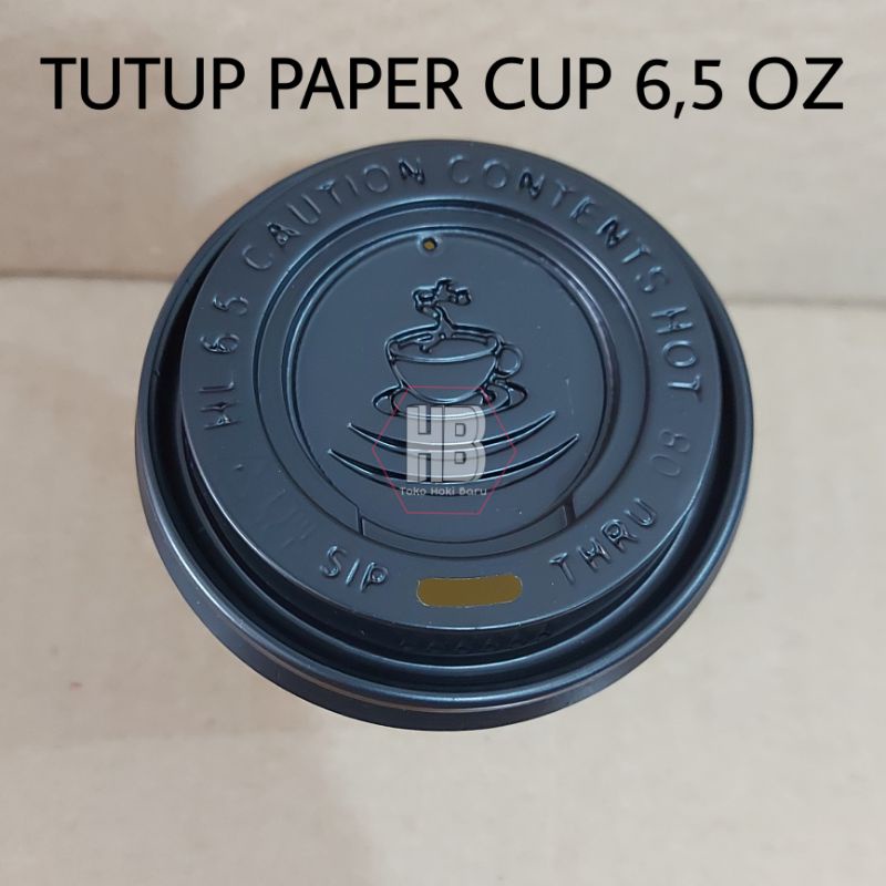 [50 Pcs] TUTUP PAPER CUP LID 6,5 OZ HITAM / TUTUP PAPER CUP KOPI PANAS