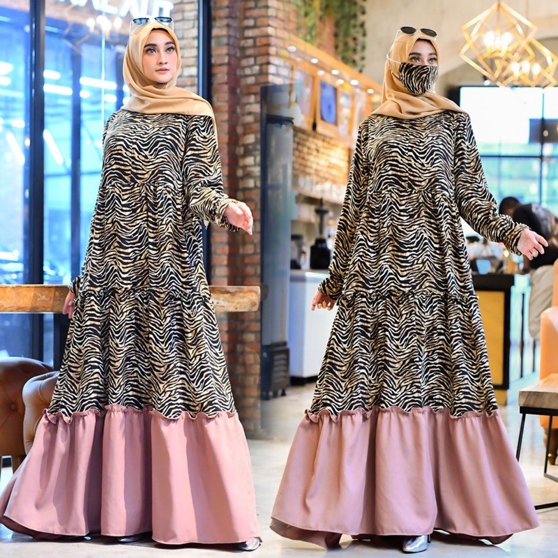 IJ- Maxi Lehha / maxi Syari tutul / Gamis Leopard / gamis syari terbaru / Gamis syari termurah