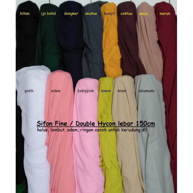 1m Kain Double Hycon Sifon Fine Lebar 150cm Sifon Fine bidang besar