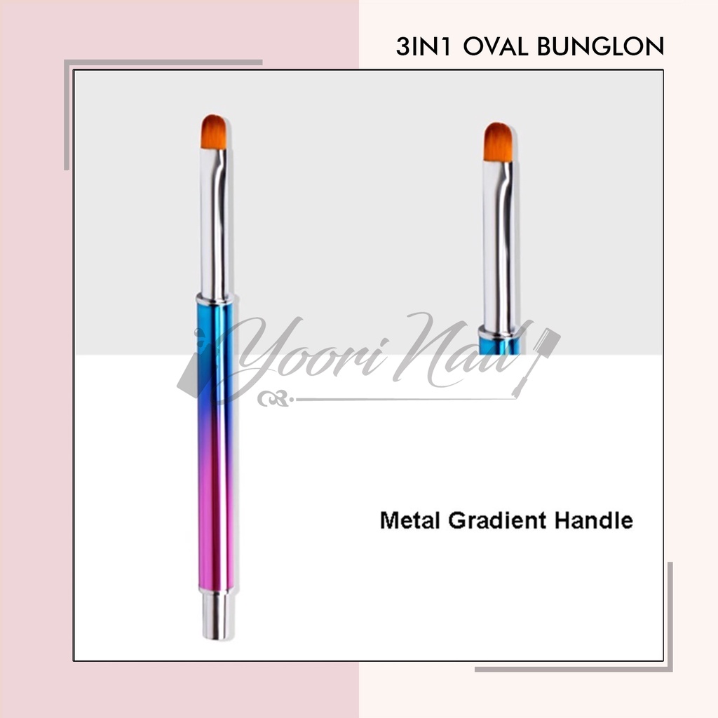 3in1 oval bunglon brush nail art set gel brush nails kuas nailart