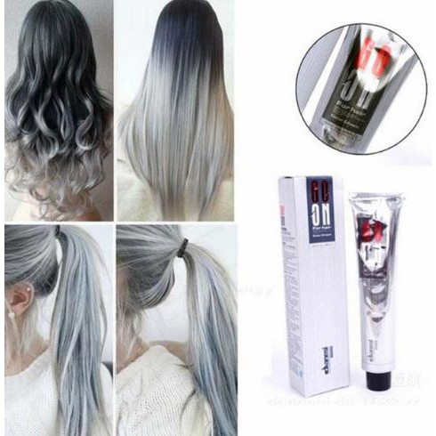  Cat Rambut Warna Light Grey Ash Grey Permanent Hair 