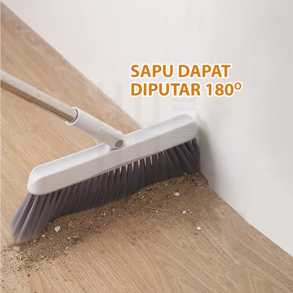 HUGO Set Sapu Pengki Pembersih Broom Set Dustpan Sapu Lipat Praktis