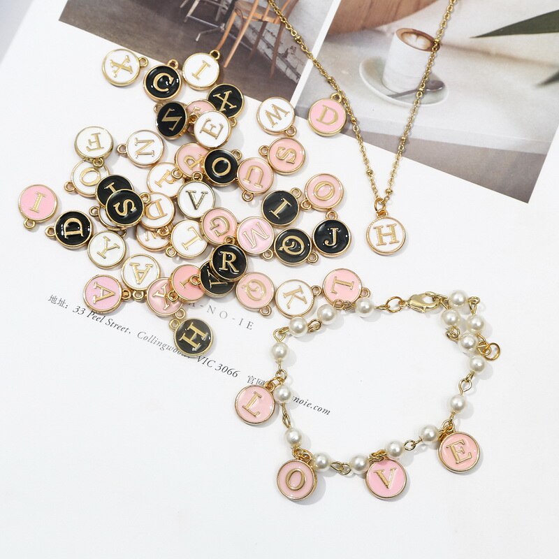 Beadia 10Pcs Q-Z Letter Charms Enamel Charms Alphabet Huruf Inisial Handmade Liontin Untuk Membuat Perhiasan