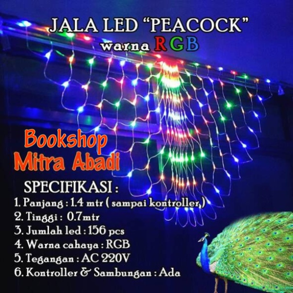 Lampu Natal Jala PEACOCK LED RGB (Red-Green-Blue) 156 LED