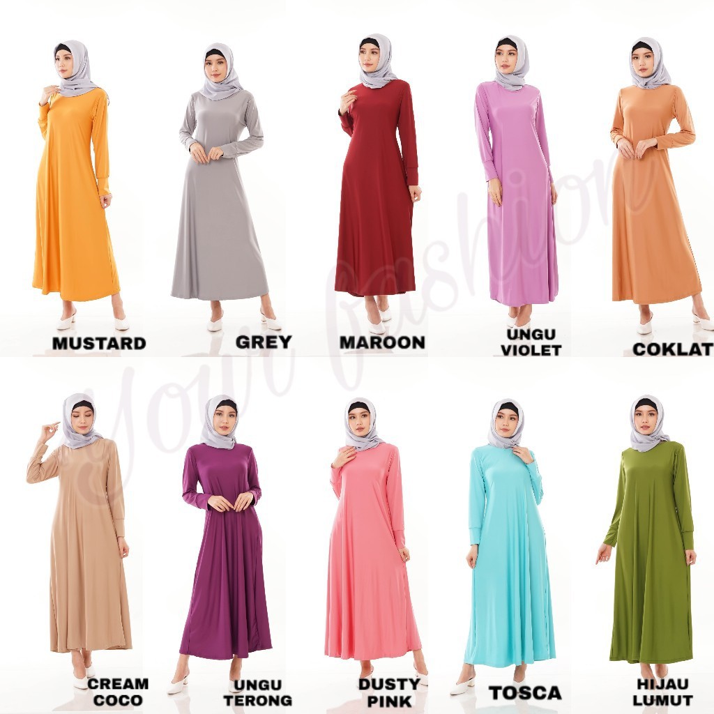 Gamis Jersey Polos Syari Terbaru Kanaya Termurah Fit To XL 