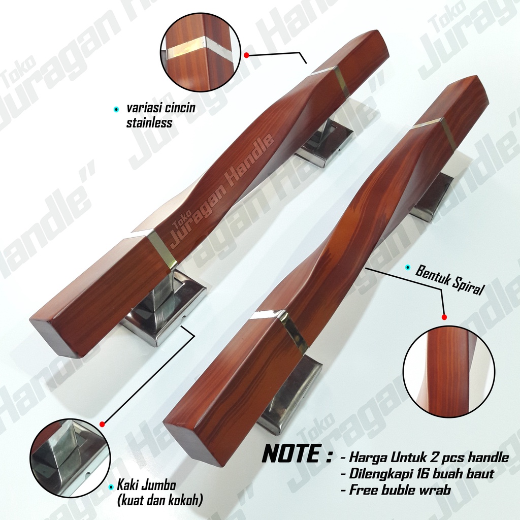 tarikan pintu rumah 35 cm gagang pintu 1 set (isi 2) warna coklat handle pintu kayu jati pintu aluminium pintu kupu kupu buka dua pegangan pintu model spiral