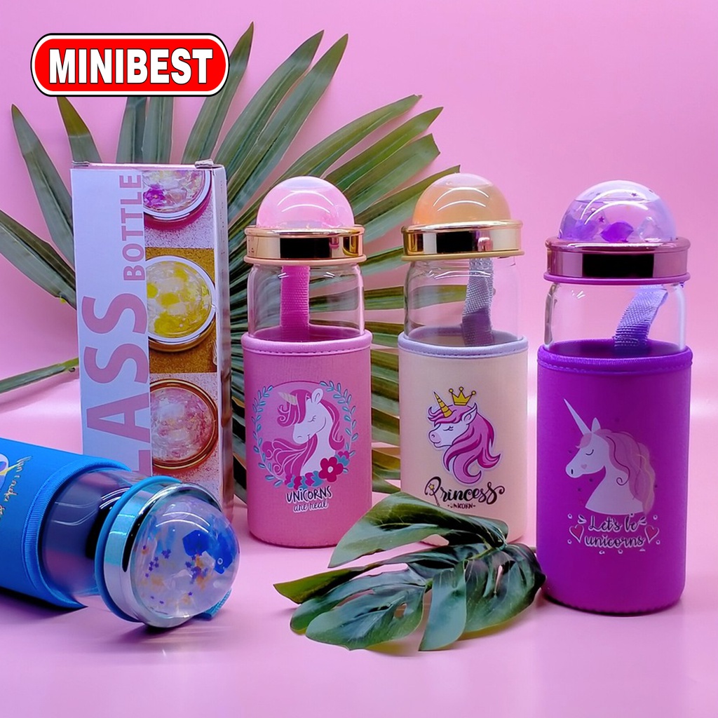 Botol Minum Kaca Anti Pecah Motif Unicorn Lucu Untuk Anak/pelajar