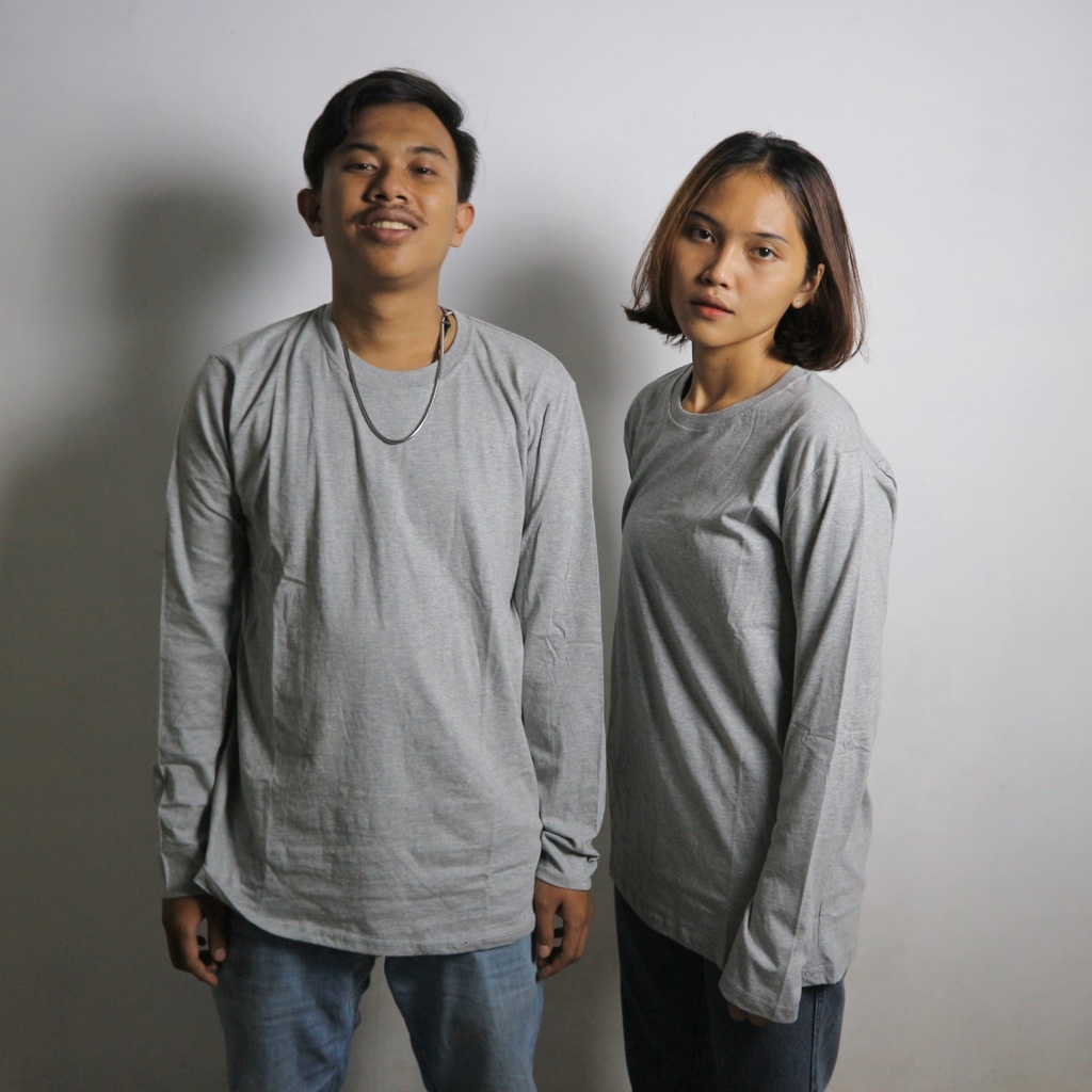 Kaos polos lengan panjang Abu misty