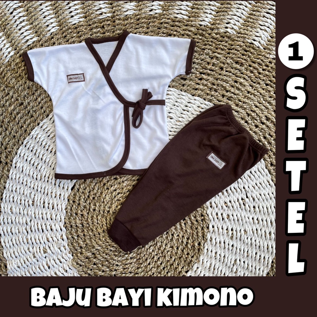 PREMIUM QUALITY 1 Stel Baju Bayi Newborn Kimono Polos Lengan Pendek Asyam Baby