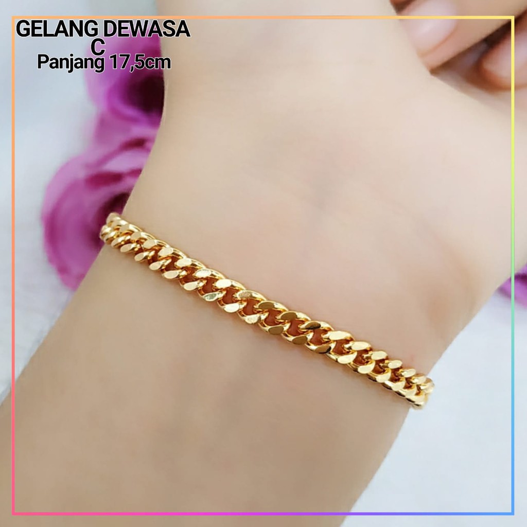 Gelang xuping gelang dewasa rantai polos lapis emas gold B149