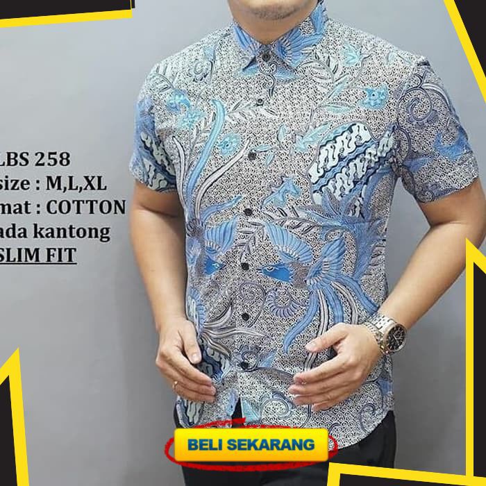 BAJU BATIK PRIA KEMEJA BATIK PRIA SLIM FIT LENGAN PENDEK LBS258