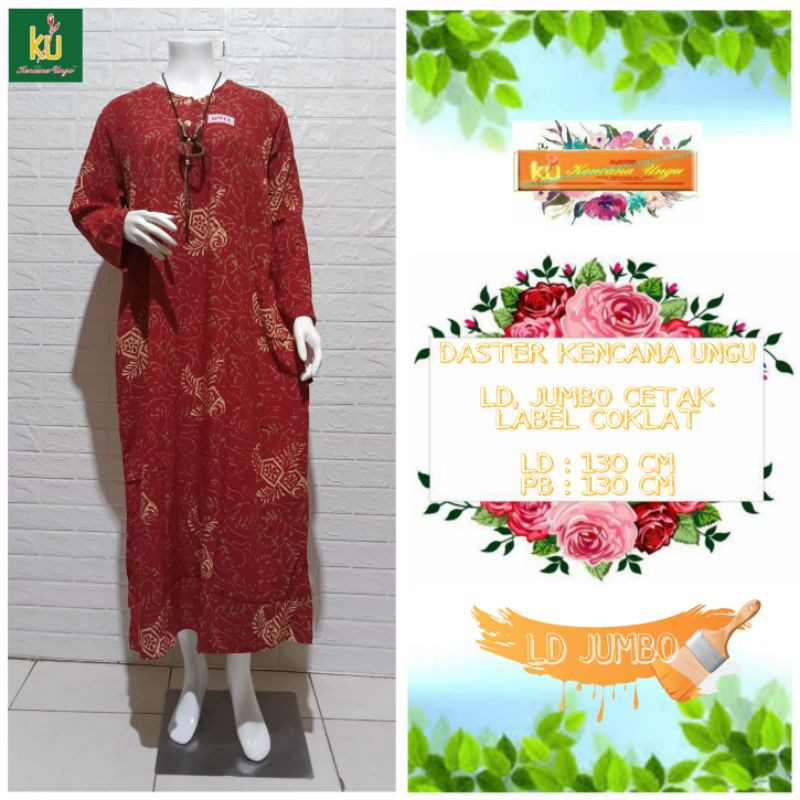 GROSIR DASTER KENCANA UNGU LONGDRES JUMBO SUPER CETAK TERLARIS