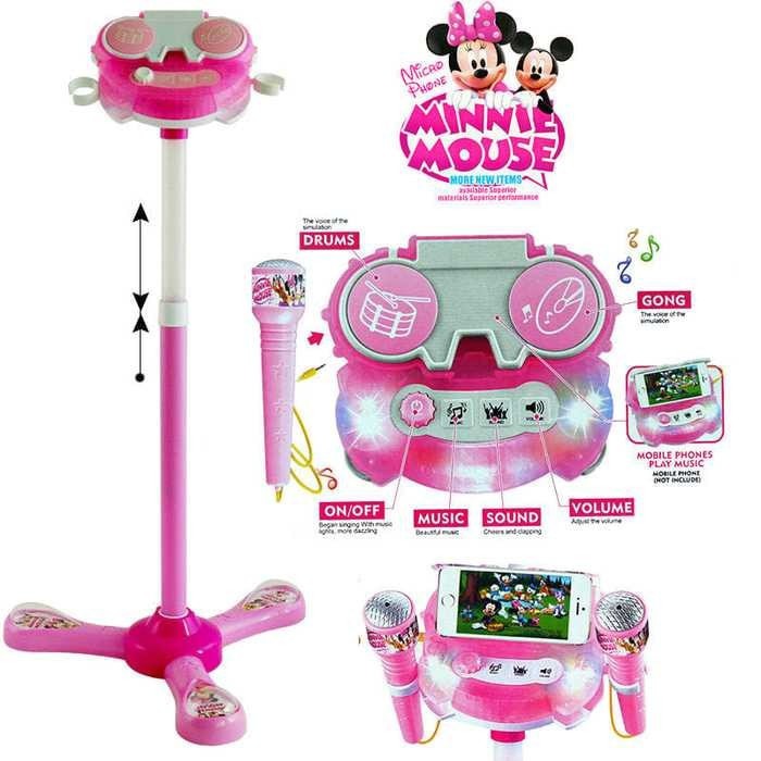 Mainan Microphone Double Anak Layar HP Depan Mickey Hello kitty frozen