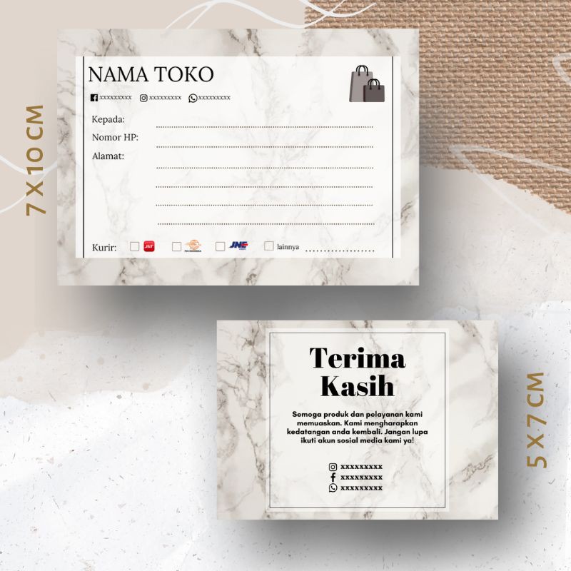 200pcs Label stiker pengiriman + thank you card custom