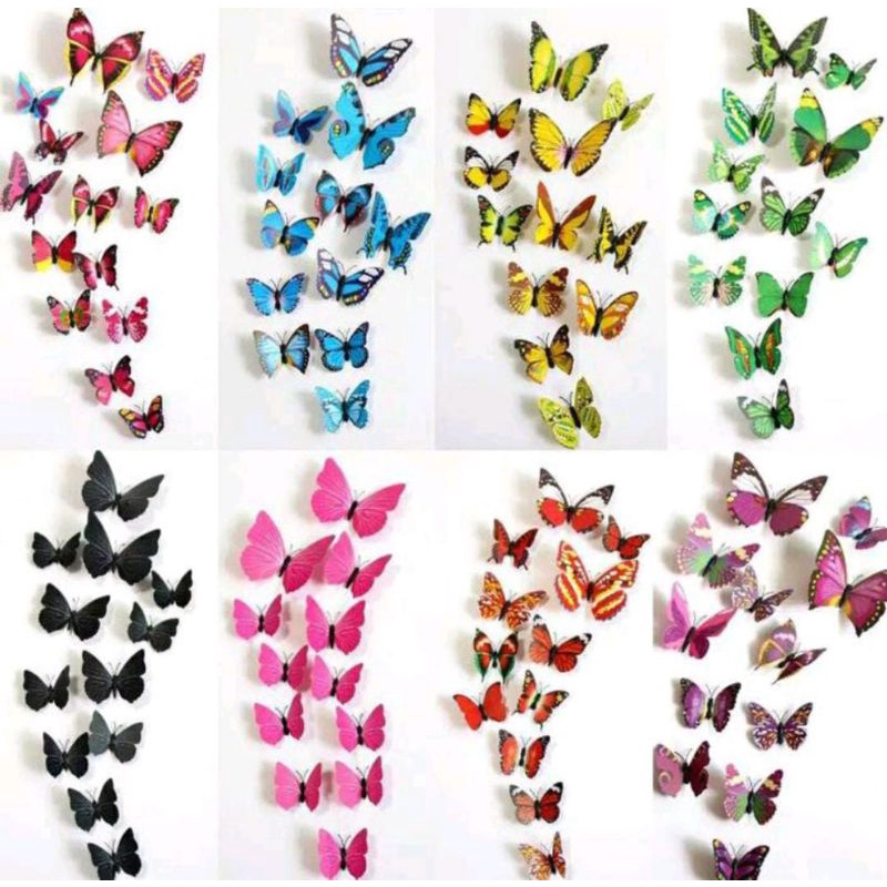 Wallpaper Stiker Dinding Kupu kupu 3D Butterfly Dekorasi Rumah / Stiker 3D Kupu-Kupu