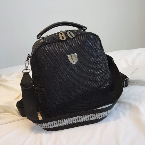 GI 0607 RISCE TAS RANSEL BLACK MULTIFUNGSI IMPORT WANITA CEWEK PEREMPUAN SEQUIN JAKARTA BATAM B