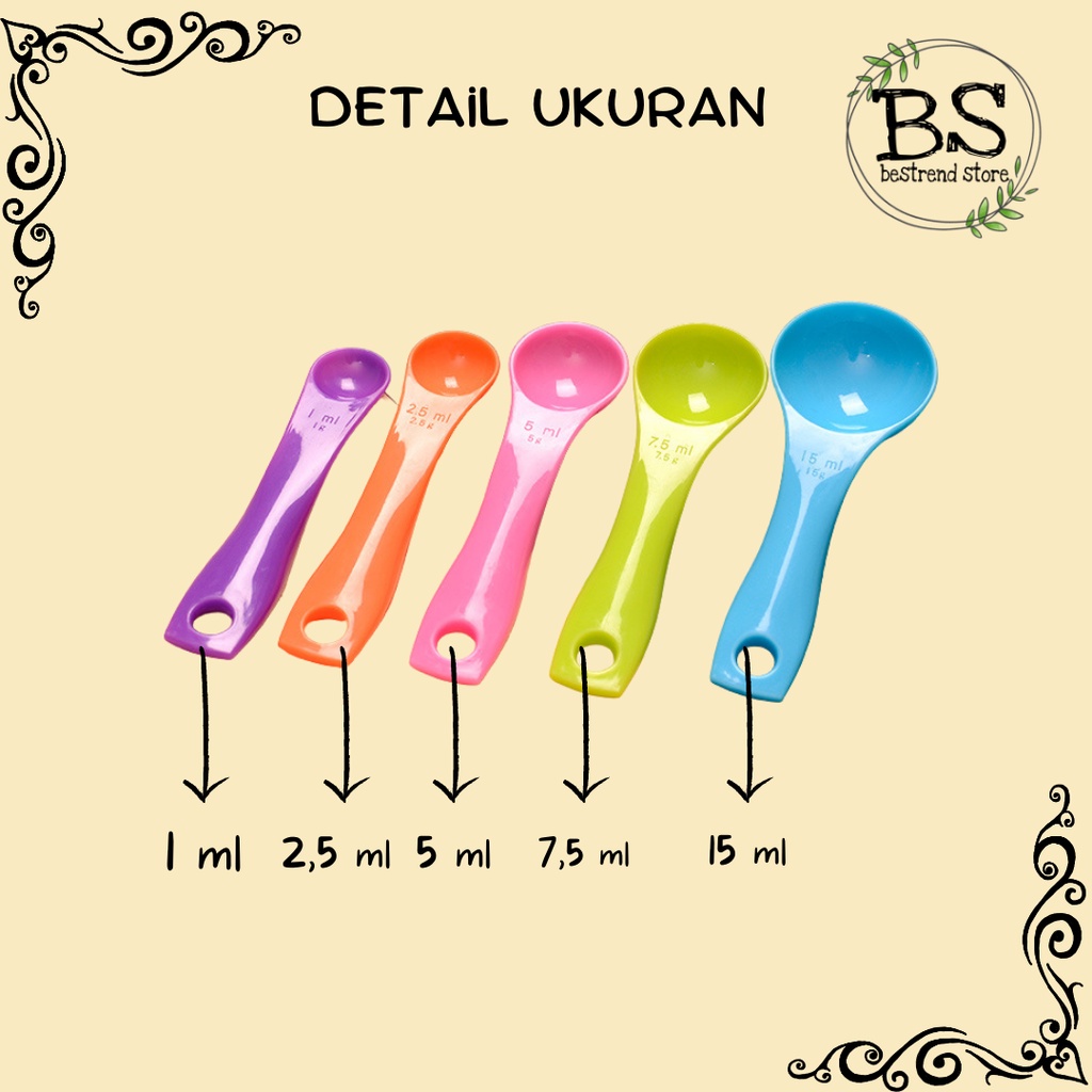 Sendok Takar Set 5 in 1 Pastel Ukuran Kue Air Bumbu