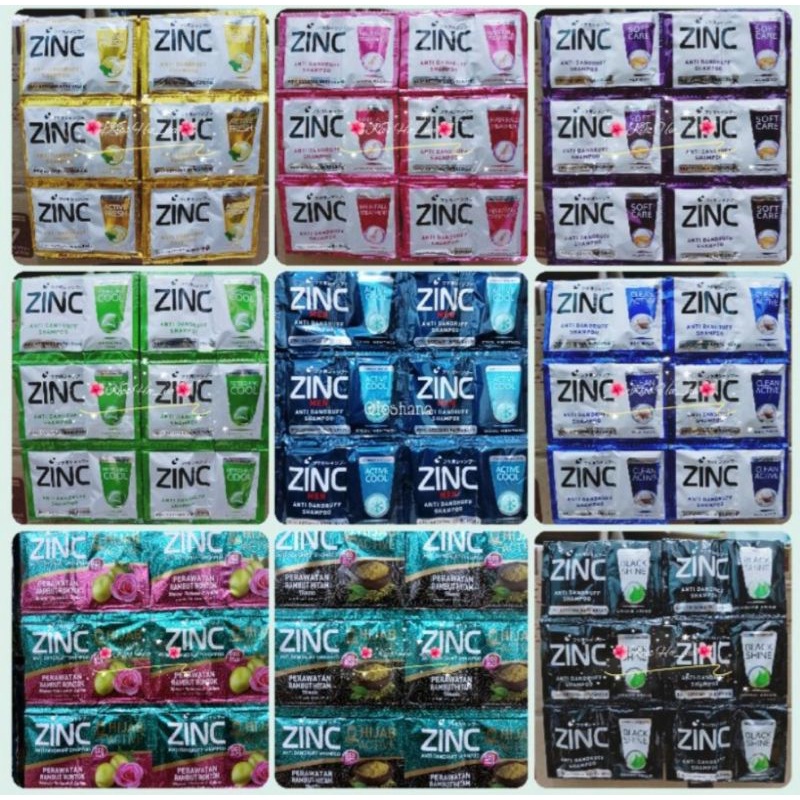 Shampo Zinc Sachet (1 Renceng 12 /isi 24piz)[HARGA GLOSIRAN TERMURAH KUWALITAS NO 1]