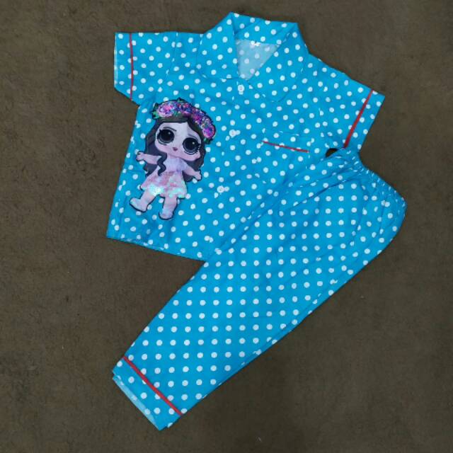 Piyama Anak/Baju Tidur LED Karater LOL untuk 1-5 Thn