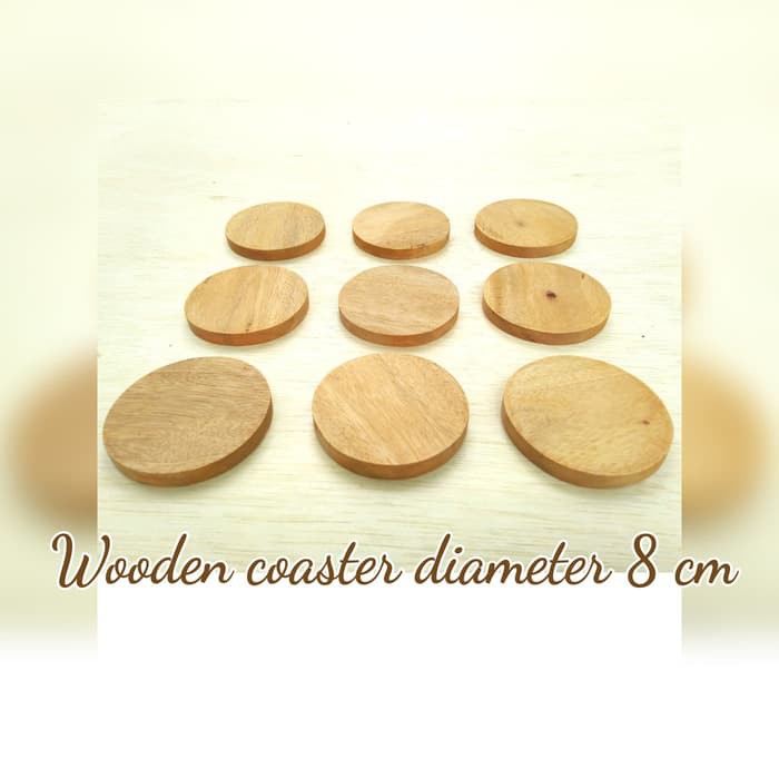 TERMURAH Tatakan gelas kayu alami 8cm Natural wooden coaster alas kayu