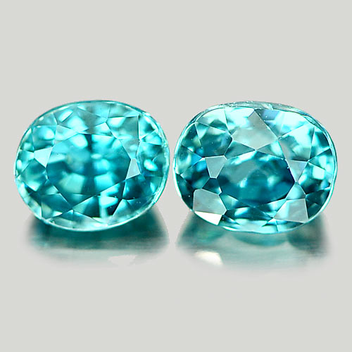 Pair VS Oval 1.75ct Tcw 5.4x4.4x4mm Natural Blue Zircon Cambodia ZN168