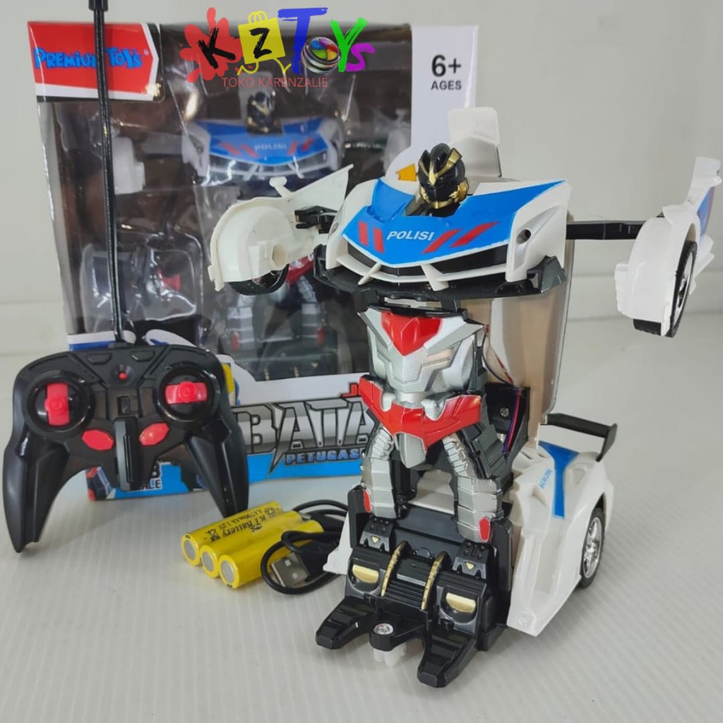 MAINAN RC MOBIL ROBOT TRANSFORMER POLISI AUTOBOTS POLICE 1:18