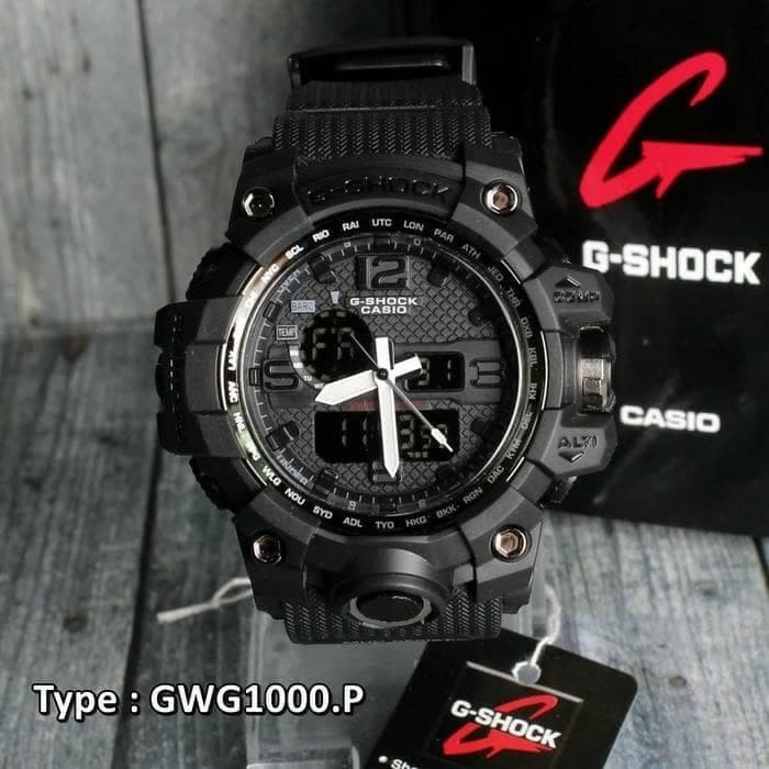 Jam Tangan Casio G-Shock Ga-100 Full Black/Red /Pria Suunto/Skmei - Hitam
