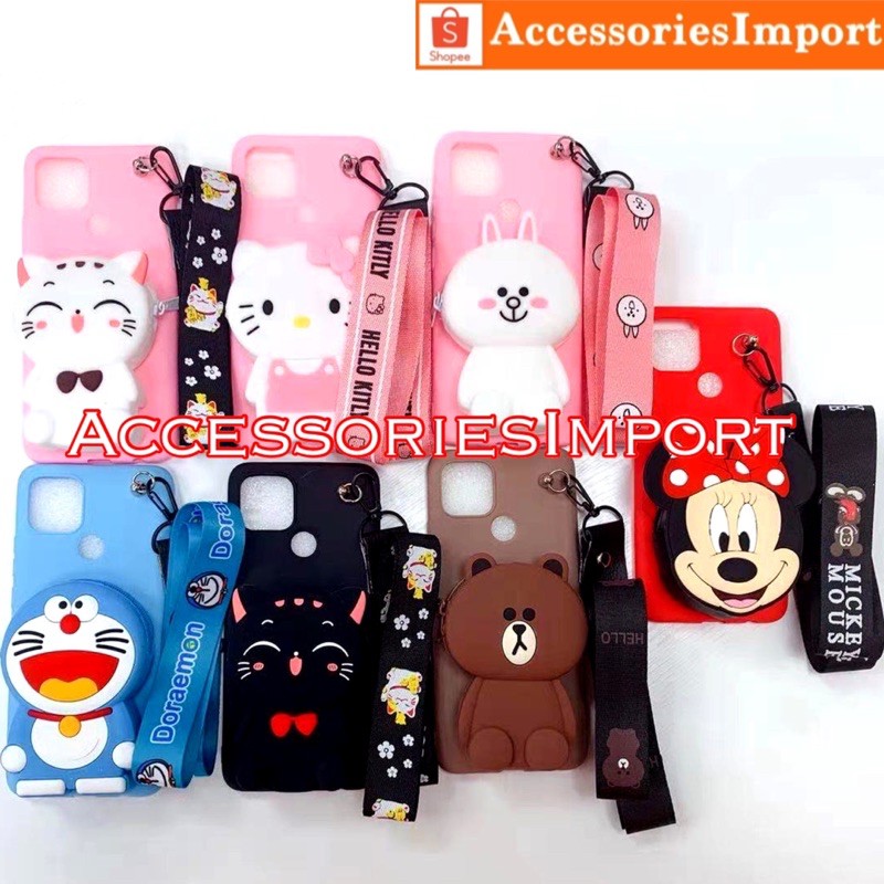 Case Xiaomi Redmi 8/ 8A/ 8A PRO/ 5A/ 4A/ 7A/ Redmi 5plus/ Note 4/ Note 4X/ Note 5A/ Note 7/ Note 7pro/ Soft Case Karakter Disneyy Dompet Koin + Tali Gantungan Leher