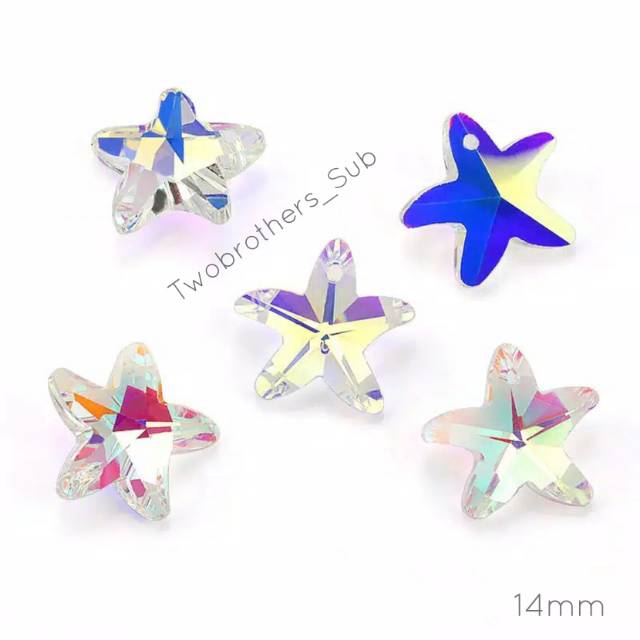 Crystal Starfish Pendant | Liontin Kristal Bentuk Bintang Laut | Gratis Pengait Liontin