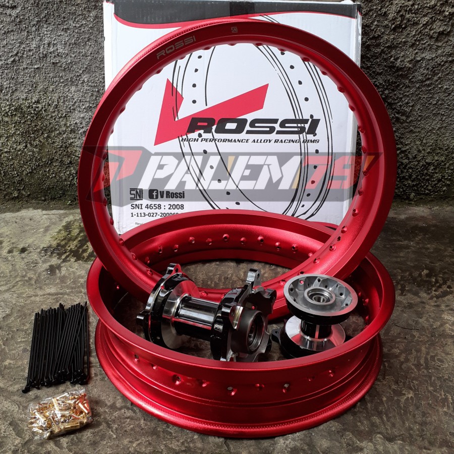 Velgset Merah Supermoto CRF 150 L Velg Velk Tromol Silver Black CRF150