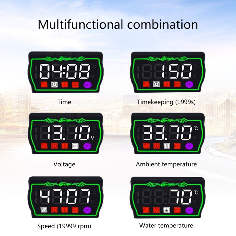 Panel Meter Tegangan DC 9V-24V 4 in 1 / 5 in 1 Tahan Air Untuk Sepeda Motor