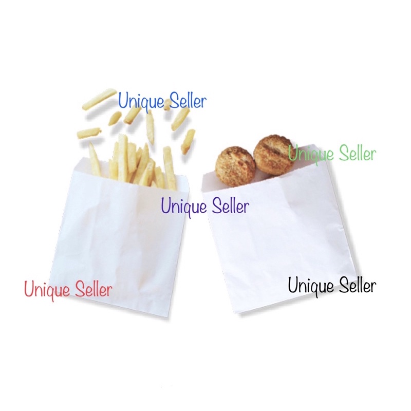 [100 pcs] Kantong Kertas Kecil Sedang Grade Kentang Goreng Ayam Pok Pok PUTIH / Paper Bag PUTIH Grade Small 11x10.5 cm Medium 13x12.5 cm / Paperbag Paper Bag Putih Kentang Goreng Gorengan Ayam Pok Pok Pokpok / Satchel Bag