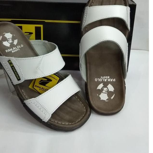 QR47N* ,.Sandal kulit pakalolo boots N2321 putih sendal casual pria original - Putih|.,