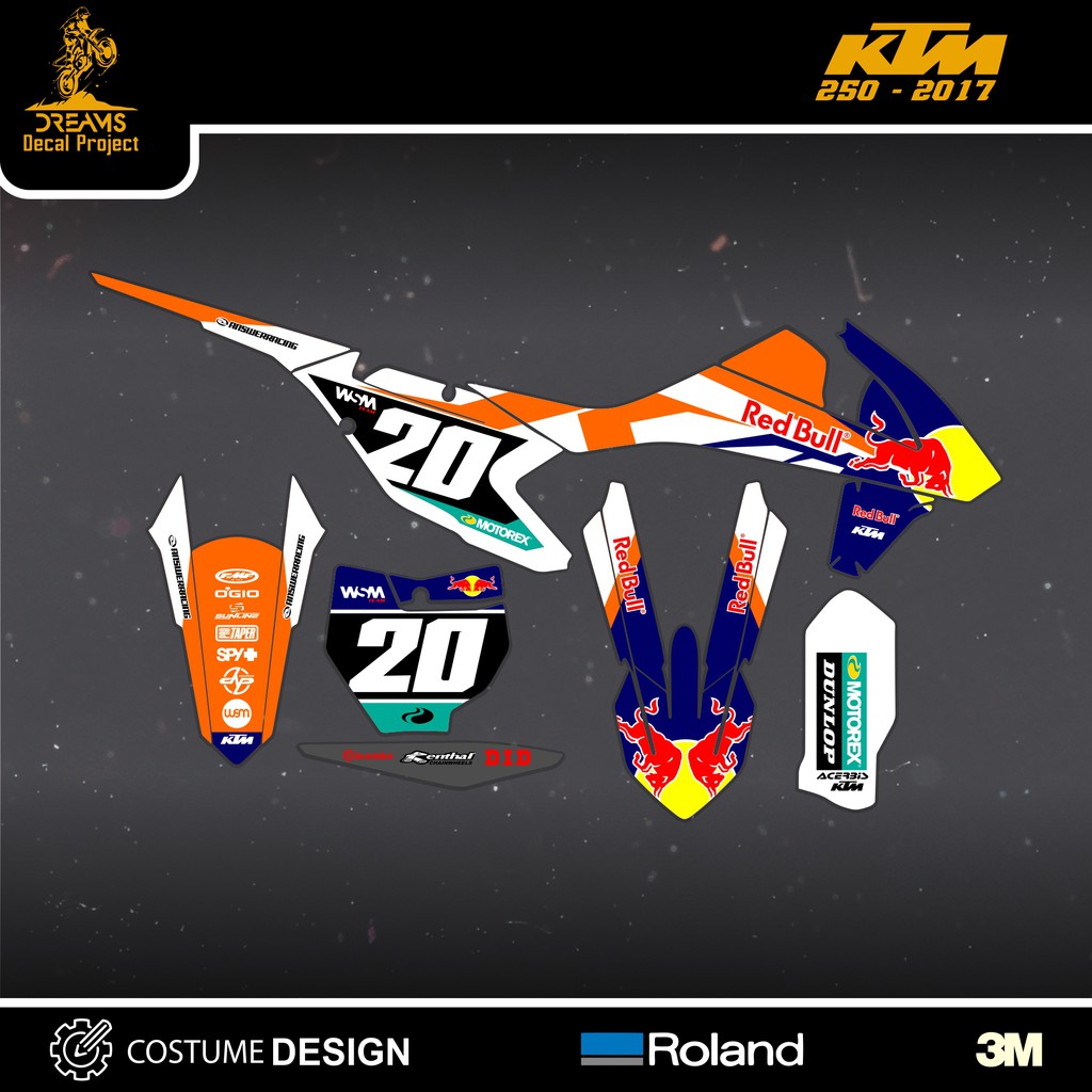 Decal Sticker KTM 250 2017 Red Bull Biru