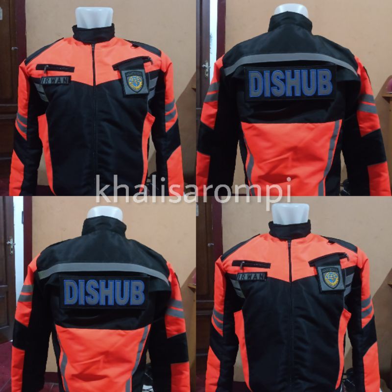 Terbaru jaket dishub hitam orange