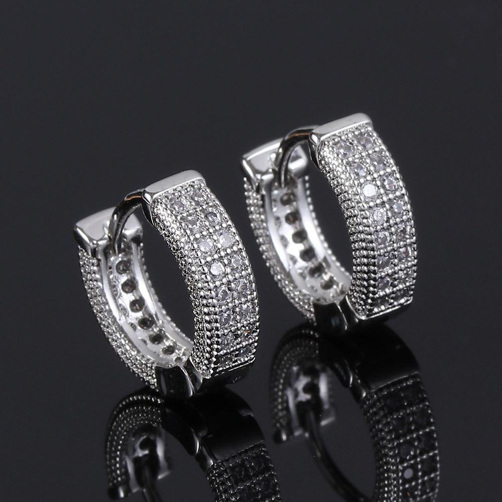 Suyo Anting Salib Wanita Pria Helix Cartilage Tragus Cubic Zirconia Huggie Hoop Earring Zircon Ear Stud