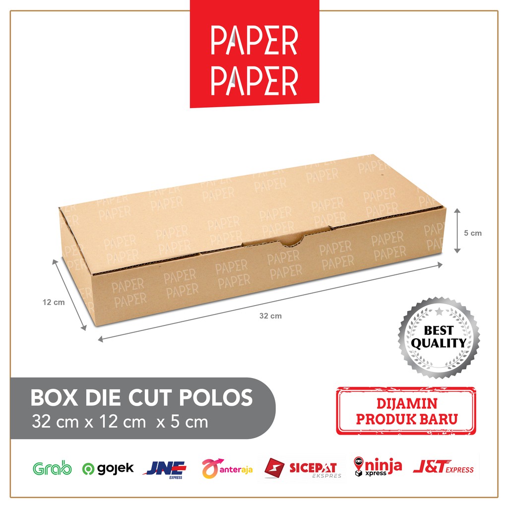 

Kardus Box Karton Die Cut 32X12X5 Polos - Baru - Murah