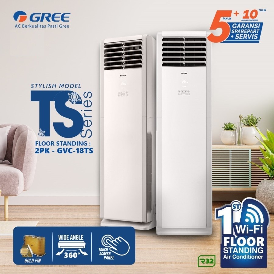 TERMURAH GREE AC FLOOR STANDING 3 PK GVC-24STS R32