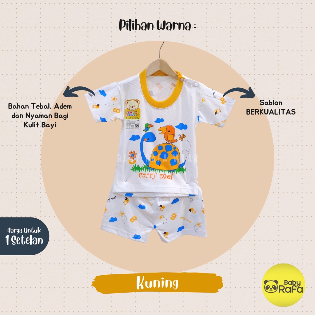 Setelan Piyama Baju Bayi Pendek 3 - 18 Bulan merk Bolo - Bolo SNI motif Kura - Kura