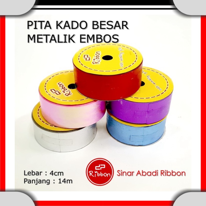 

Pita Kado Besar METALIK EMBOS Jepang RIBBON Kertas Kilap 4cm 1.5 Inch T0003