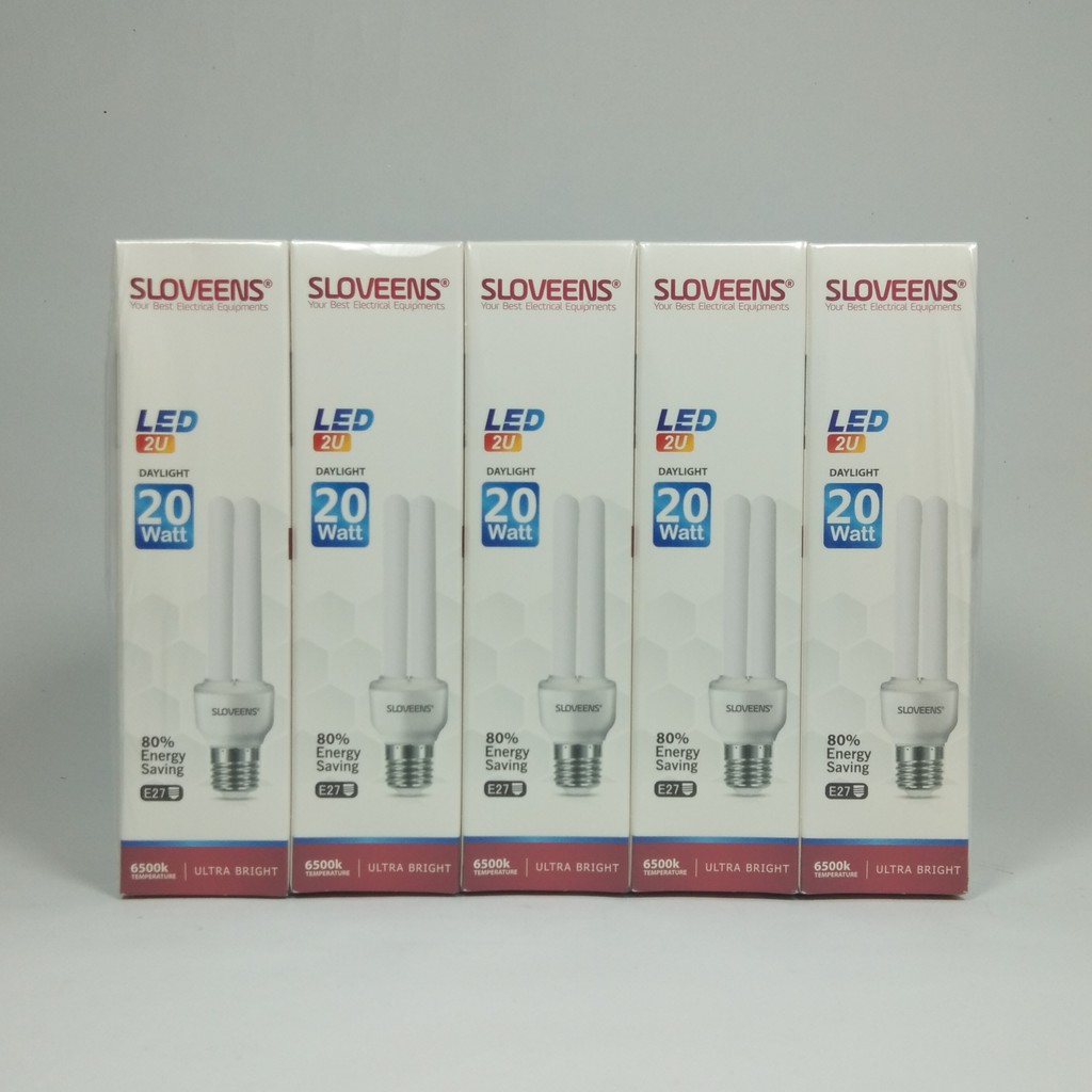 Paket 10 Pcs Sloveens Lampu 2U LED 20 Watt - Cahaya Putih