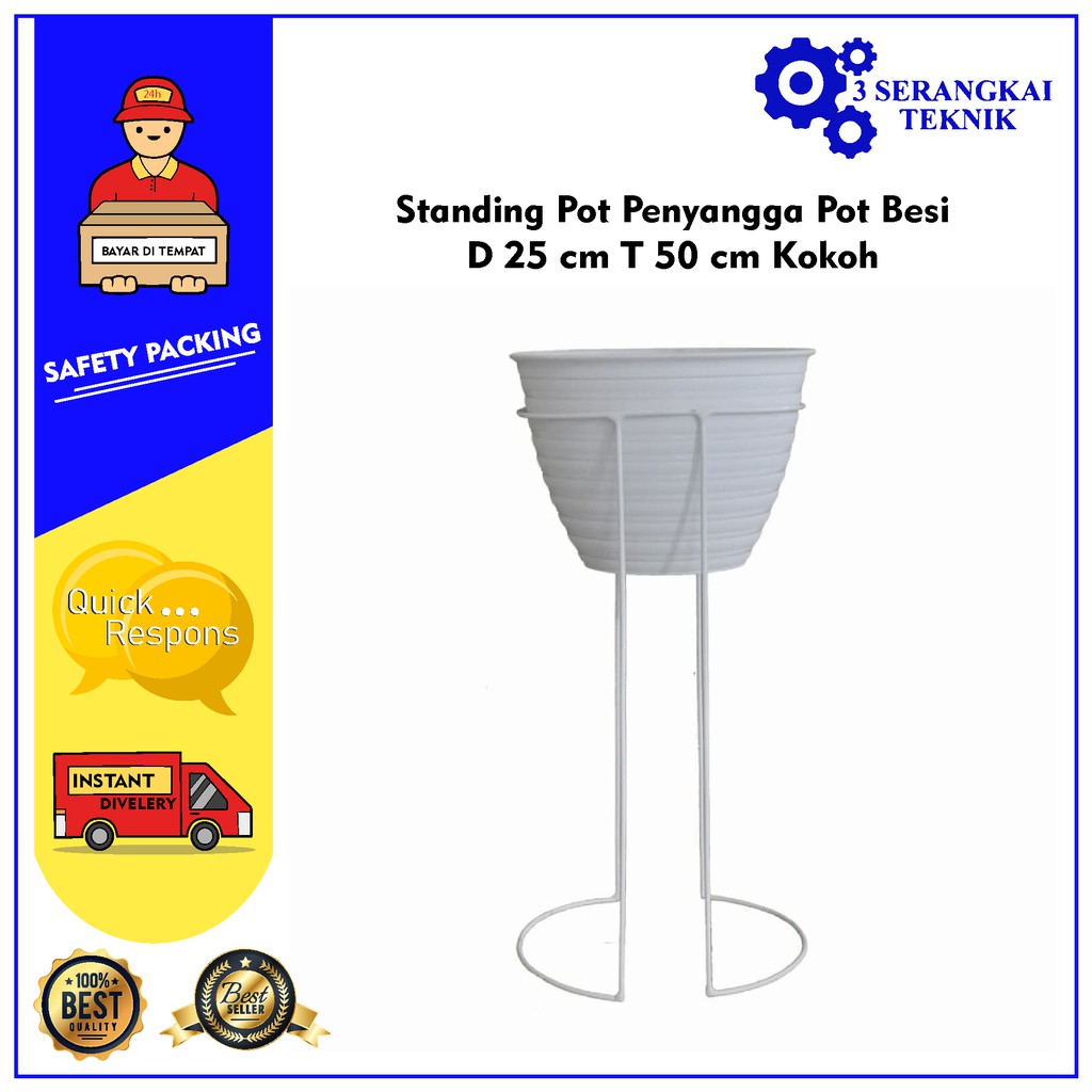 Standing Pot Penyangga Pot Besi D 25 cm T 50 cm Kokoh