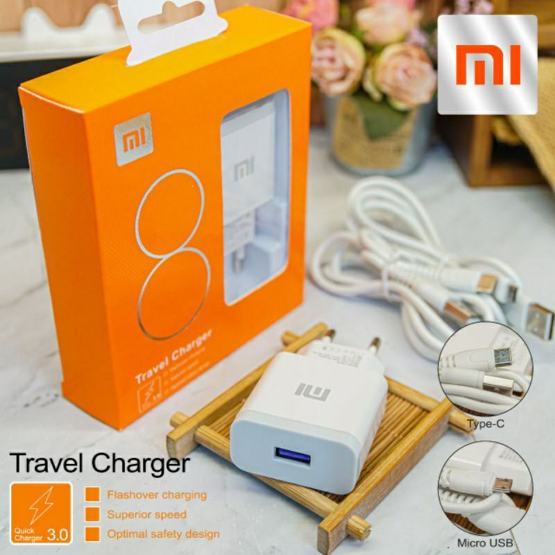 TC TRAVEL charger ADAPTER ori 100% xiaomi micro / type C Quallcomm 3.0 fast charging MI8 original SUPPORT ALL HP XIAOMI adaptor