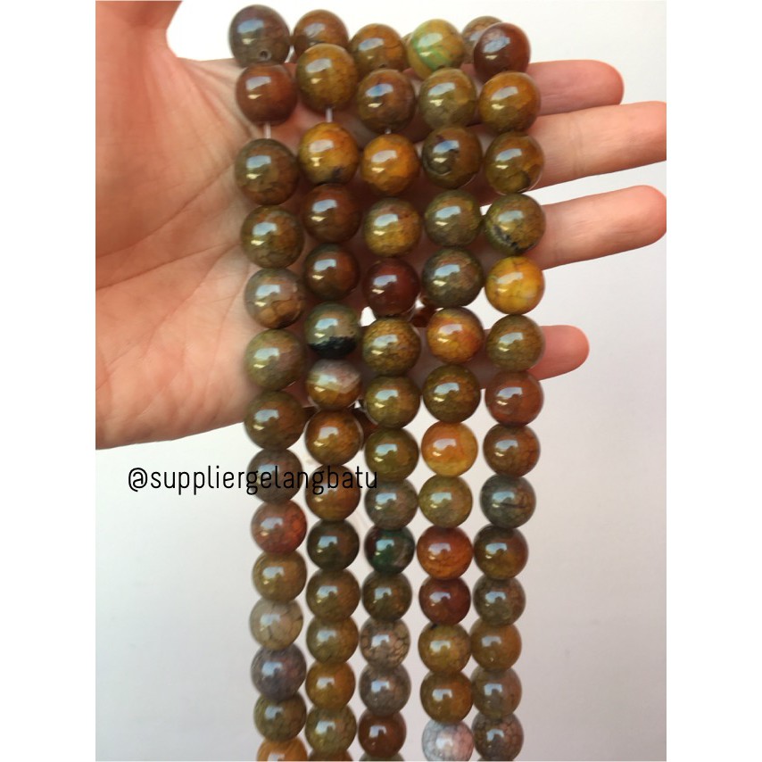 Bahan yellow agate 14mm natural kuning corak akik vein alam olshop aksesoris bahan craft supplier