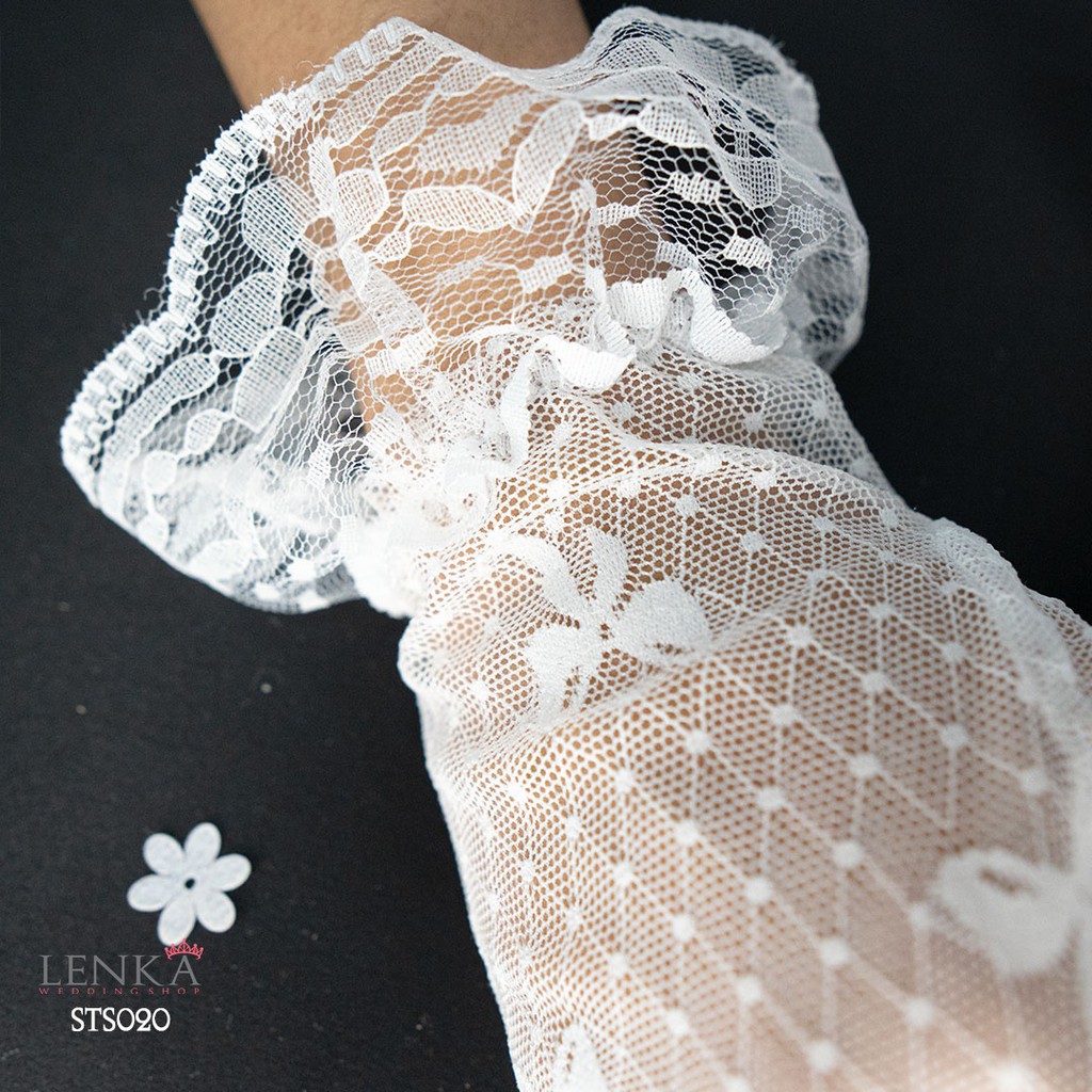 [PREMIUM] SARUNG TANGAN RENDA LACE PUTIH AKSESORIS PENGANTIN WANITA STS020